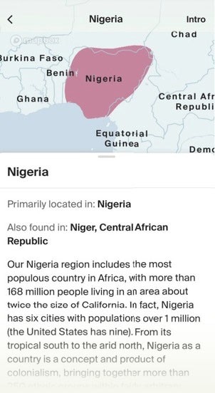 DNA results with ethnicity region map and description